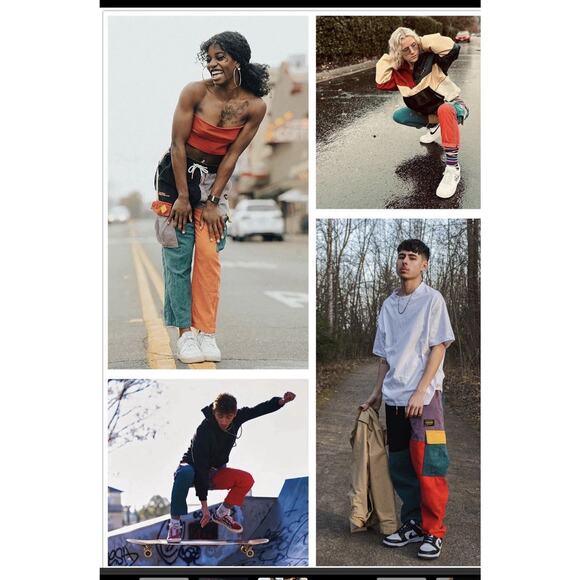 Aelfric Eden Back To The 90s Patchwork Color Block Corduroy Pants XS/S Unisex - Picture 2 of 8